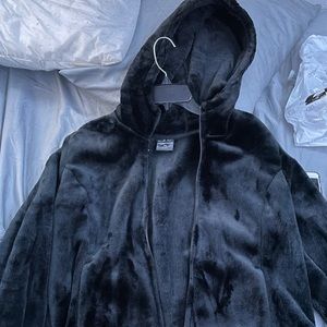 black furry hoodie